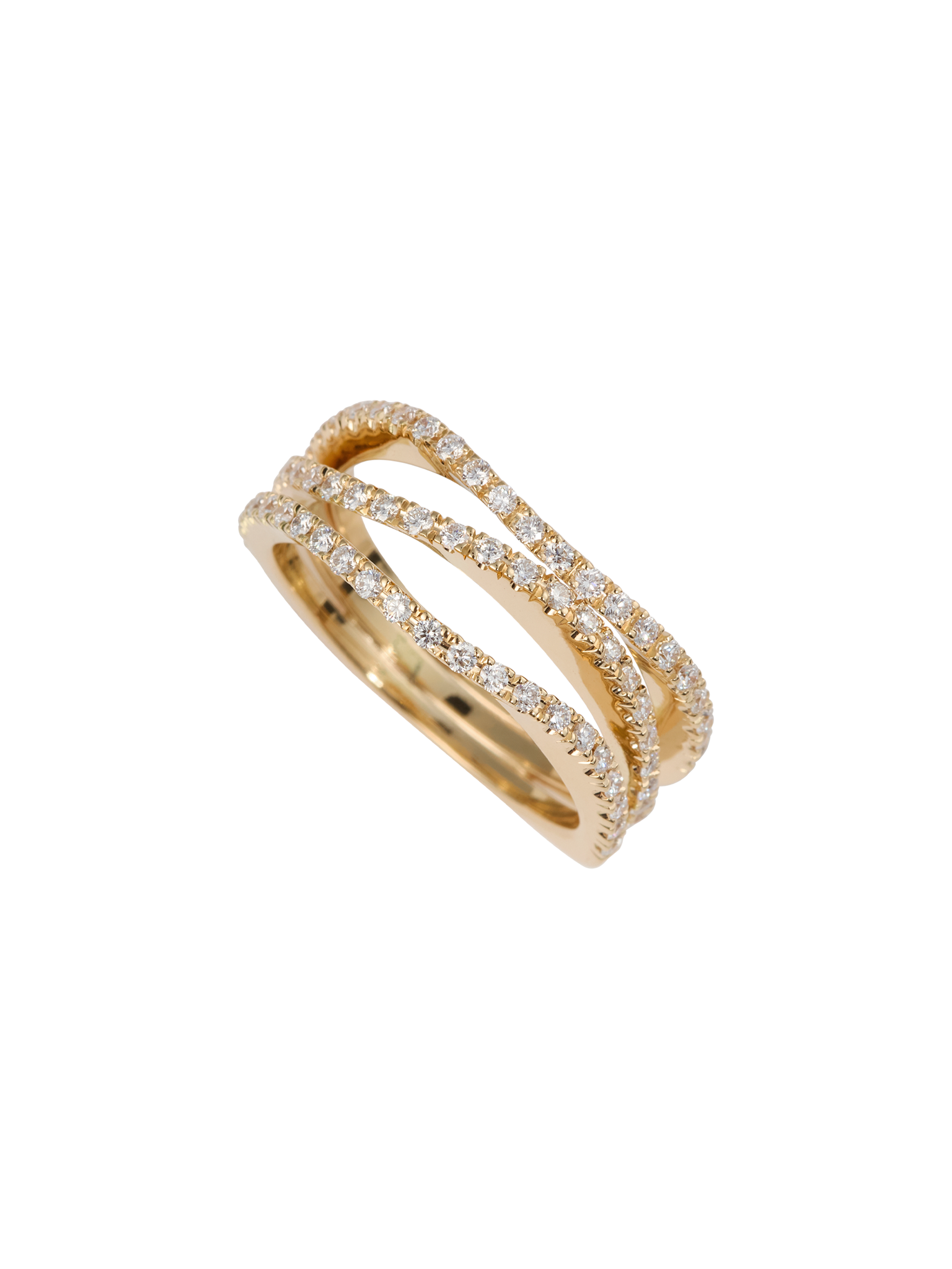 Waves ring in 18k yellow gold with 0,63ct diamond